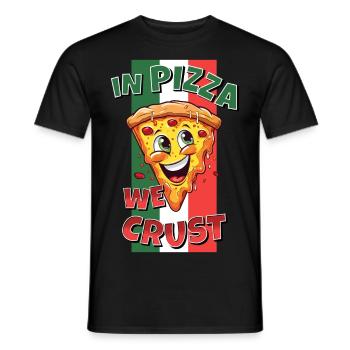 In Pizza We Crust Pizza Slice Face Laughs Funny - Men's T-Shirt - black - Front - AI Model Male 178 light (178cm)
