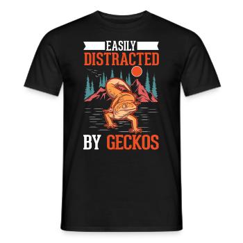 Easily distracted by Geckos Leopardgecko - Männer T-Shirt - Schwarz - Vorne - AI Model Male 178 light (178cm)