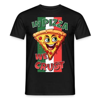 In Pizza We Crust Pizza Slice Face Laughs Funny - Men's T-Shirt - black - Front - AI Model Male 178 light (178cm)