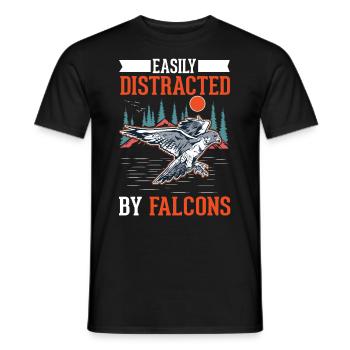 Facilement distrait par les faucons Falkenzucht Falkner - T-shirt homme - noir - Devant - AI Model Male 178 light (178cm)