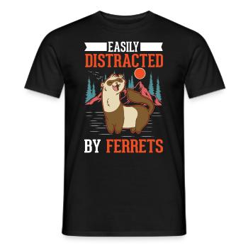 Facilement distrait par les furets Frettchen - T-shirt homme - noir - Devant - AI Model Male 178 light (178cm)