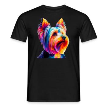 Moderner geometrischer Hundemaulkorb Yorkshire Terrier - Männer T-Shirt - Schwarz - Vorne - AI Model Male 178 light (178cm)