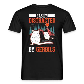 Facilement distrait par la gerbille de la Gerbille Rennratte - T-shirt homme - noir - Devant - AI Model Male 178 light (178cm)