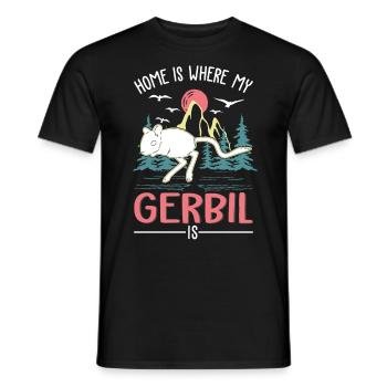 La maison, c’est là où ma gerbille est la gerbille - T-shirt homme - noir - Devant - AI Model Male 178 light (178cm)