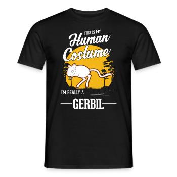 Gerbil Human Costume Rennmaus - Men's T-Shirt - black - Front - AI Model Male 178 light (178cm)