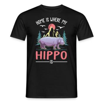 La maison est là où se trouve mon hippopotame, hippopotame - T-shirt homme - noir - Devant - AI Model Male 178 light (178cm)