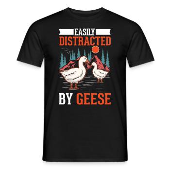 Facilement distrait par les oies Oies Éleveur d’oies Oies - T-shirt homme - noir - Devant - AI Model Male 178 light (178cm)