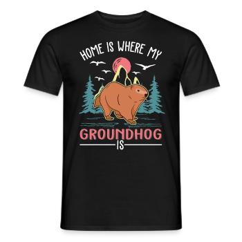 Groundhog Home Groundhog Day Marmot - Men's T-Shirt - black - Front - AI Model Male 178 light (178cm)