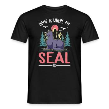 Zuhause ist wo meine Robbe ist Seehund Seelöwe - Männer T-Shirt - Schwarz - Vorne - AI Model Male 178 light (178cm)