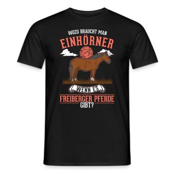 Freiberger Pferd Einhorn - Männer T-Shirt - Schwarz - Vorne - AI Model Male 178 light (178cm)