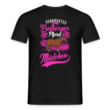 Verrücktes Freiberger Pferd Mädchen - Männer T-Shirt - Schwarz - Vorne - AI Model Male 178 light (178cm)