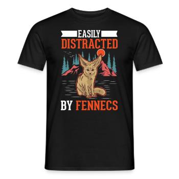 Easily distracted by Fennecs Fennek Wüstenfuchs - Männer T-Shirt - Schwarz - Vorne - AI Model Male 178 light (178cm)