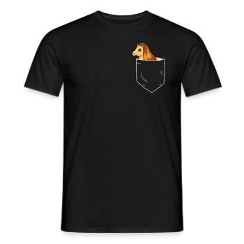 Shetland Pony In Brusttasche - Männer T-Shirt - Schwarz - Vorne - AI Model Male 178 light (178cm)