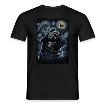 Pug Starry Night - Men's T-Shirt - black - Front - AI Model Male 178 light (178cm)