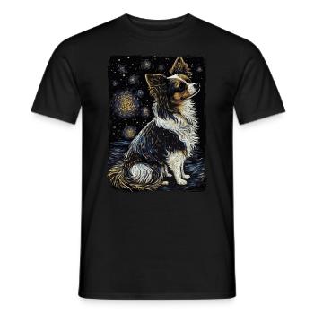 Papillon-hund Sternennacht - Männer T-Shirt - Schwarz - Vorne - AI Model Male 178 light (178cm)