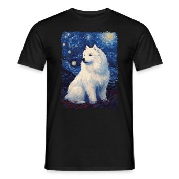 Samoyed Starry Night - Men's T-Shirt - black - Front - AI Model Male 178 light (178cm)