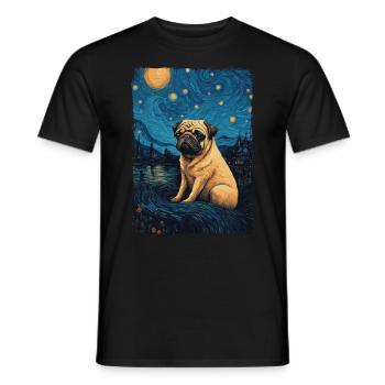 Pug Starry Night - Men's T-Shirt - black - Front - AI Model Male 178 light (178cm)