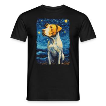 Pitbull Dog Starry Night - Men's T-Shirt - black - Front - AI Model Male 178 light (178cm)