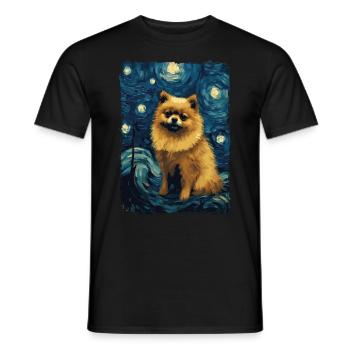 Zwergspitz Starry Night - Männer T-Shirt - Schwarz - Vorne - AI Model Male 178 light (178cm)