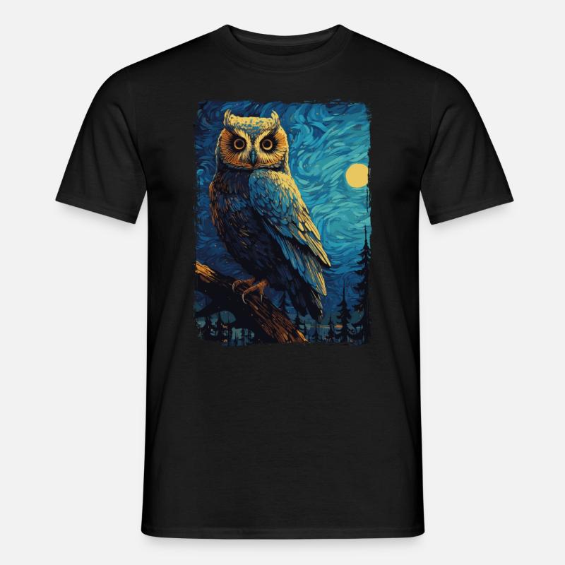 Eule Starry Night - Männer T-Shirt - Schwarz