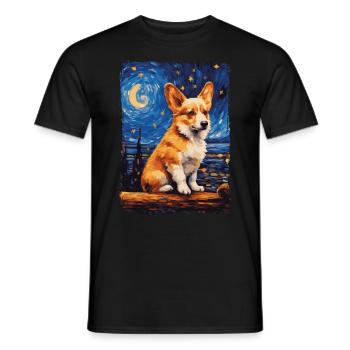 Corgi Starry Night - Männer T-Shirt - Schwarz - Vorne - AI Model Male 178 light (178cm)