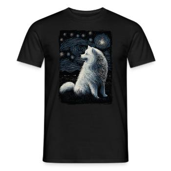 Samoyed Starry Night - Männer T-Shirt - Schwarz - Vorne - AI Model Male 178 light (178cm)
