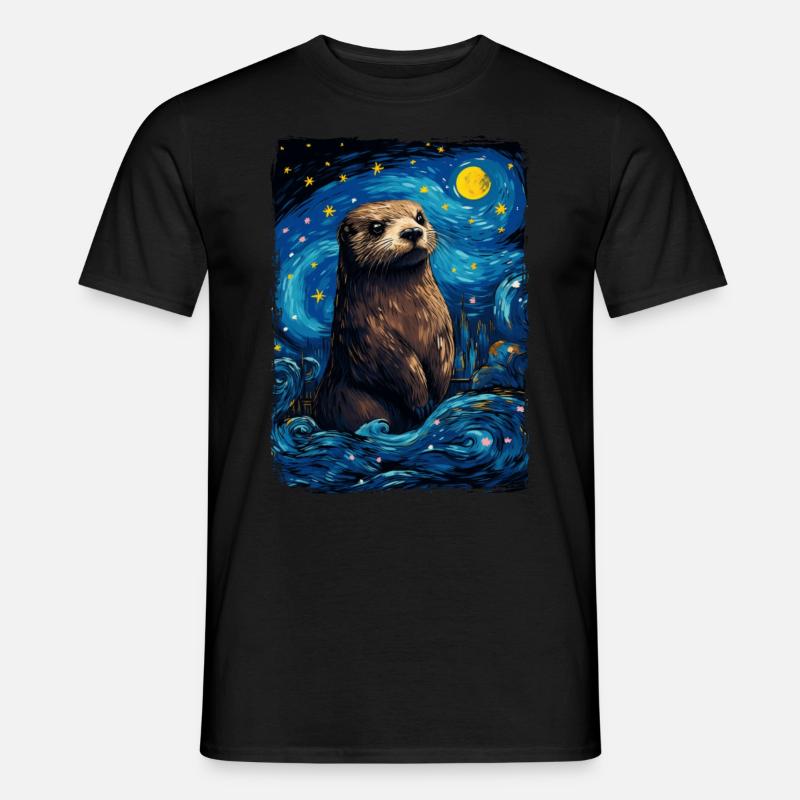 Otter Starry Night - Männer T-Shirt - Schwarz