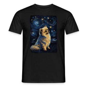 Zwergspitz Starry Night - Männer T-Shirt - Schwarz - Vorne - AI Model Male 178 light (178cm)