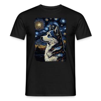Husky Starry Night - Männer T-Shirt - Schwarz - Vorne - AI Model Male 178 light (178cm)