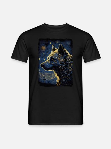 Hyäne Starry Night - Männer T-Shirt - Schwarz