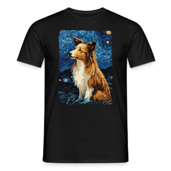 Shetland Shepherd Starry Night - Men's T-Shirt - black - Front - AI Model Male 178 light (178cm)