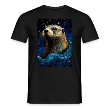 Otter Starry Night - Männer T-Shirt - Schwarz - Vorne - AI Model Male 178 light (178cm)
