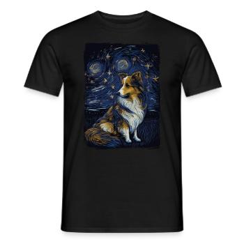 Shetland Shepherd Starry Night - Men's T-Shirt - black - Front - AI Model Male 178 light (178cm)