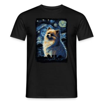 Zwergspitz Starry Night - Männer T-Shirt - Schwarz - Vorne - AI Model Male 178 light (178cm)