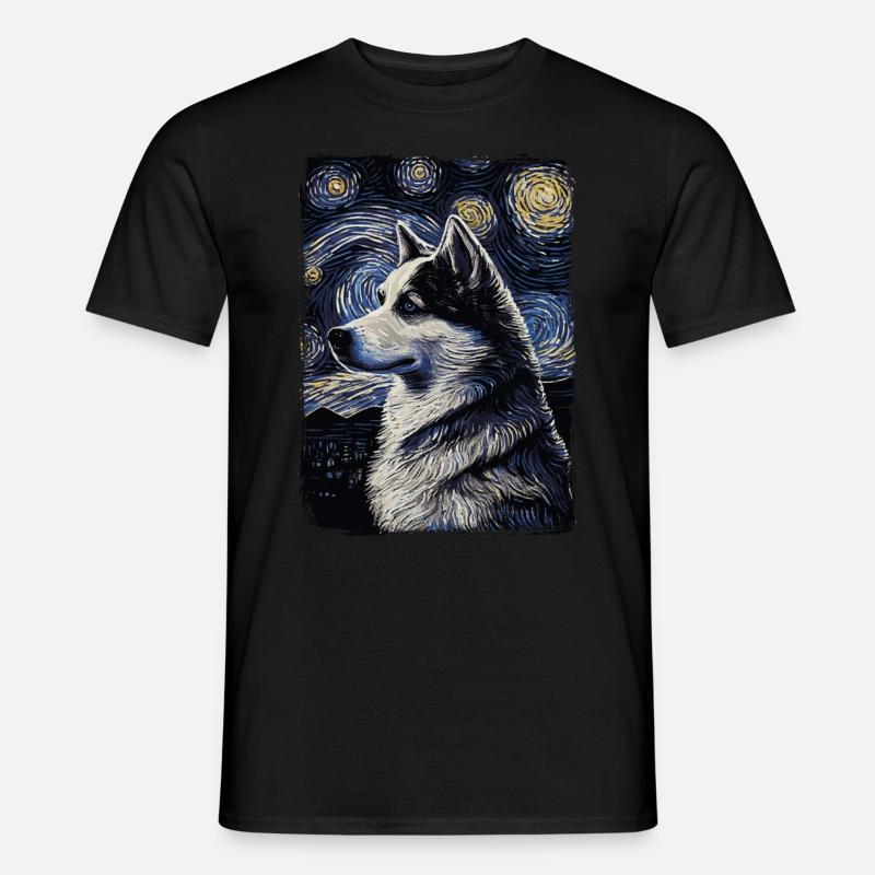 Husky Starry Night - Männer T-Shirt - Schwarz