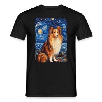 Shetland Shepherd Starry Night - Men's T-Shirt - black - Front - AI Model Male 178 light (178cm)