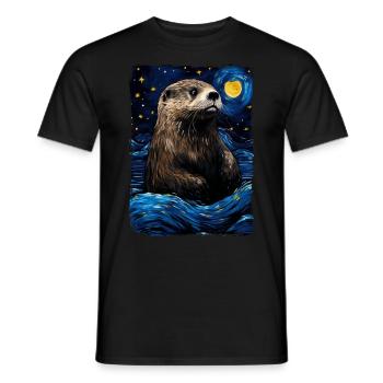 Otter Starry Night - Männer T-Shirt - Schwarz - Vorne - AI Model Male 178 light (178cm)