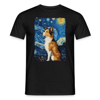 Shetland Shepherd Starry Night - Men's T-Shirt - black - Front - AI Model Male 178 light (178cm)
