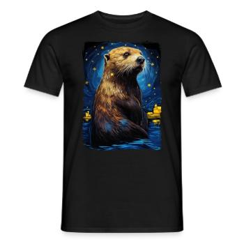 Otter Starry Night - Männer T-Shirt - Schwarz - Vorne - AI Model Male 178 light (178cm)