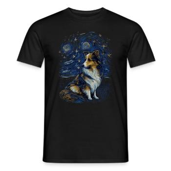 Shetland Shepherd Starry Night - Men's T-Shirt - black - Front - AI Model Male 178 light (178cm)