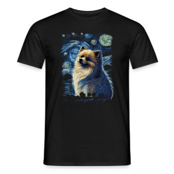 Zwergspitz Starry Night - Männer T-Shirt - Schwarz - Vorne - AI Model Male 178 light (178cm)