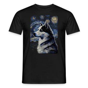 Husky Starry Night - Männer T-Shirt - Schwarz - Vorne - AI Model Male 178 light (178cm)