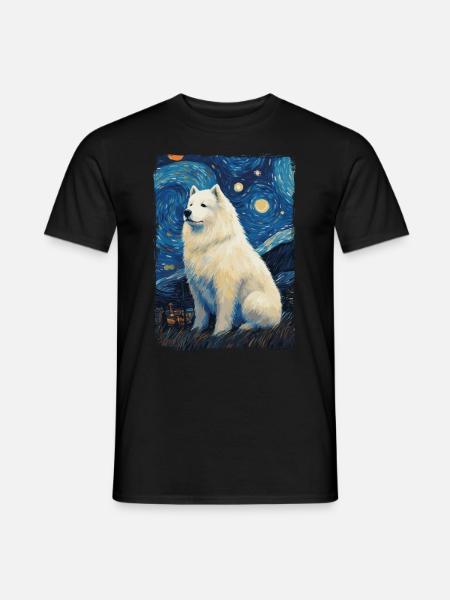 Samoyed Starry Night - Männer T-Shirt - Schwarz