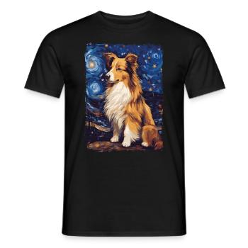 Shetland Shepherd Starry Night - Men's T-Shirt - black - Front - AI Model Male 178 light (178cm)