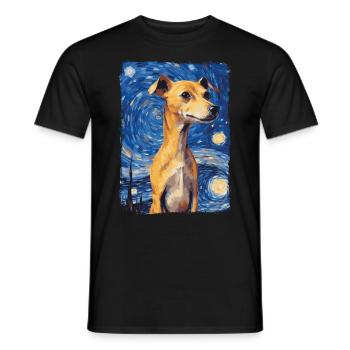 Lévrier italien Nuit étoilée - T-shirt homme - noir - Devant - AI Model Male 178 light (178cm)