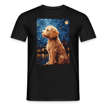 Lagotto Romagnolo Nuit étoilée - T-shirt homme - noir - Devant - AI Model Male 178 light (178cm)