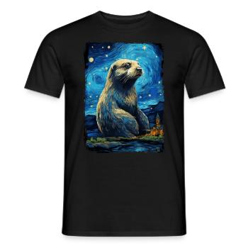 Otter Starry Night - Männer T-Shirt - Schwarz - Vorne - AI Model Male 178 light (178cm)
