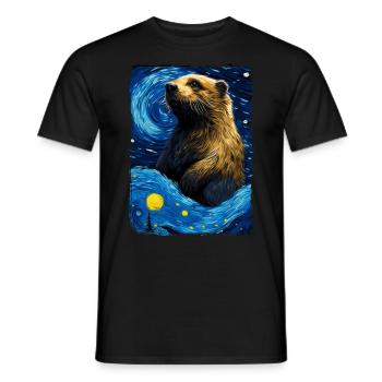 Otter Starry Night - Männer T-Shirt - Schwarz - Vorne - AI Model Male 178 light (178cm)