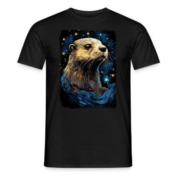 Otter Starry Night - Männer T-Shirt - Schwarz - Vorne - AI Model Male 178 light (178cm)