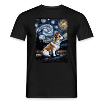 Corgi Starry Night - Männer T-Shirt - Schwarz - Vorne - AI Model Male 178 light (178cm)